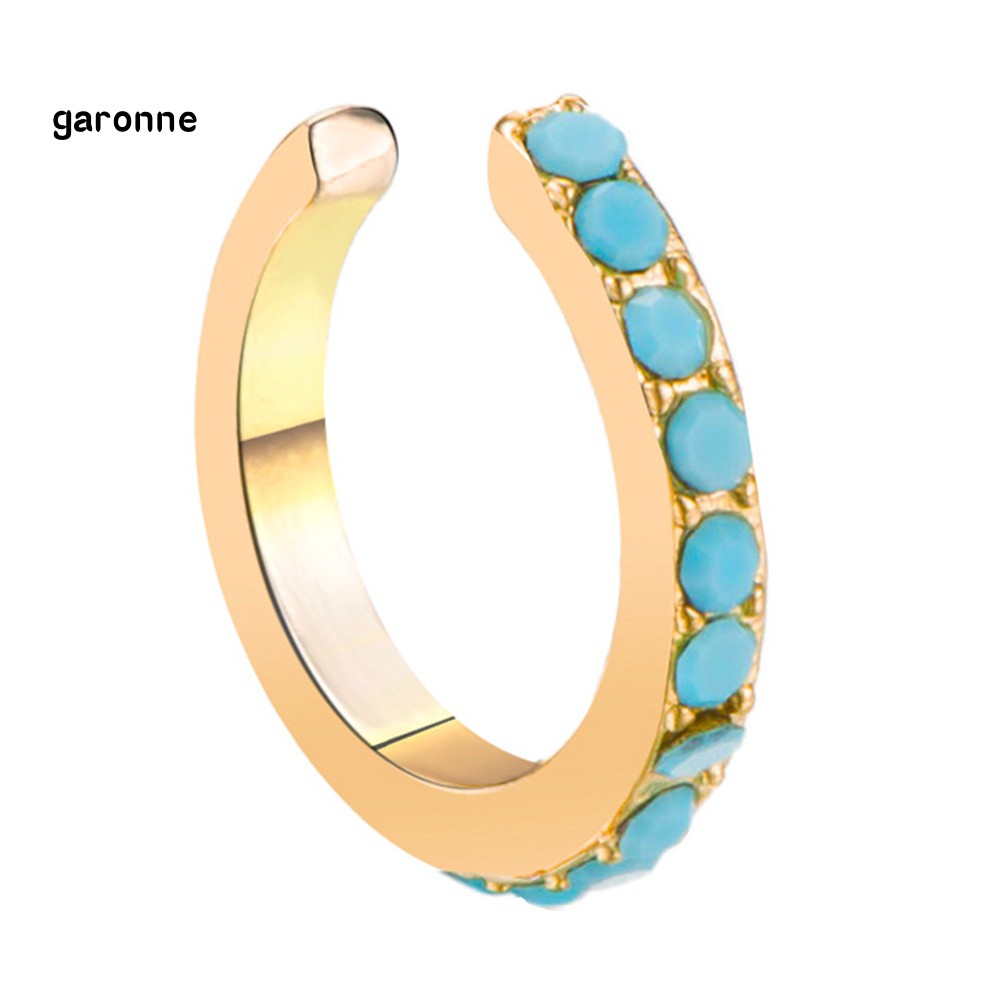 GA_1Pc Women Rhinestone Inlaid U Shape Ear Clip Earring Non Piercing Jewelry Gift
