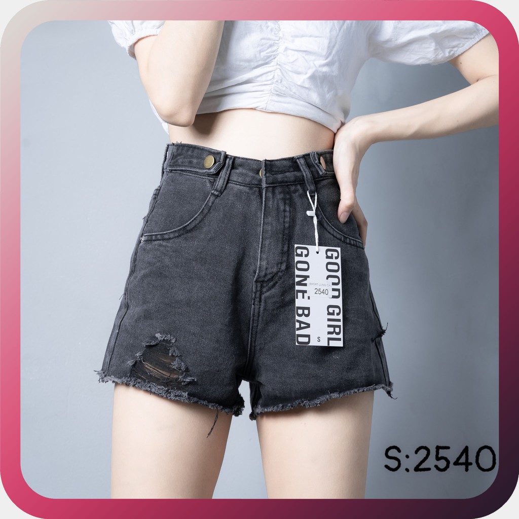 Quần Short Jean Nữ Lưng Cao Có Gấu Kiểu ULZZANG