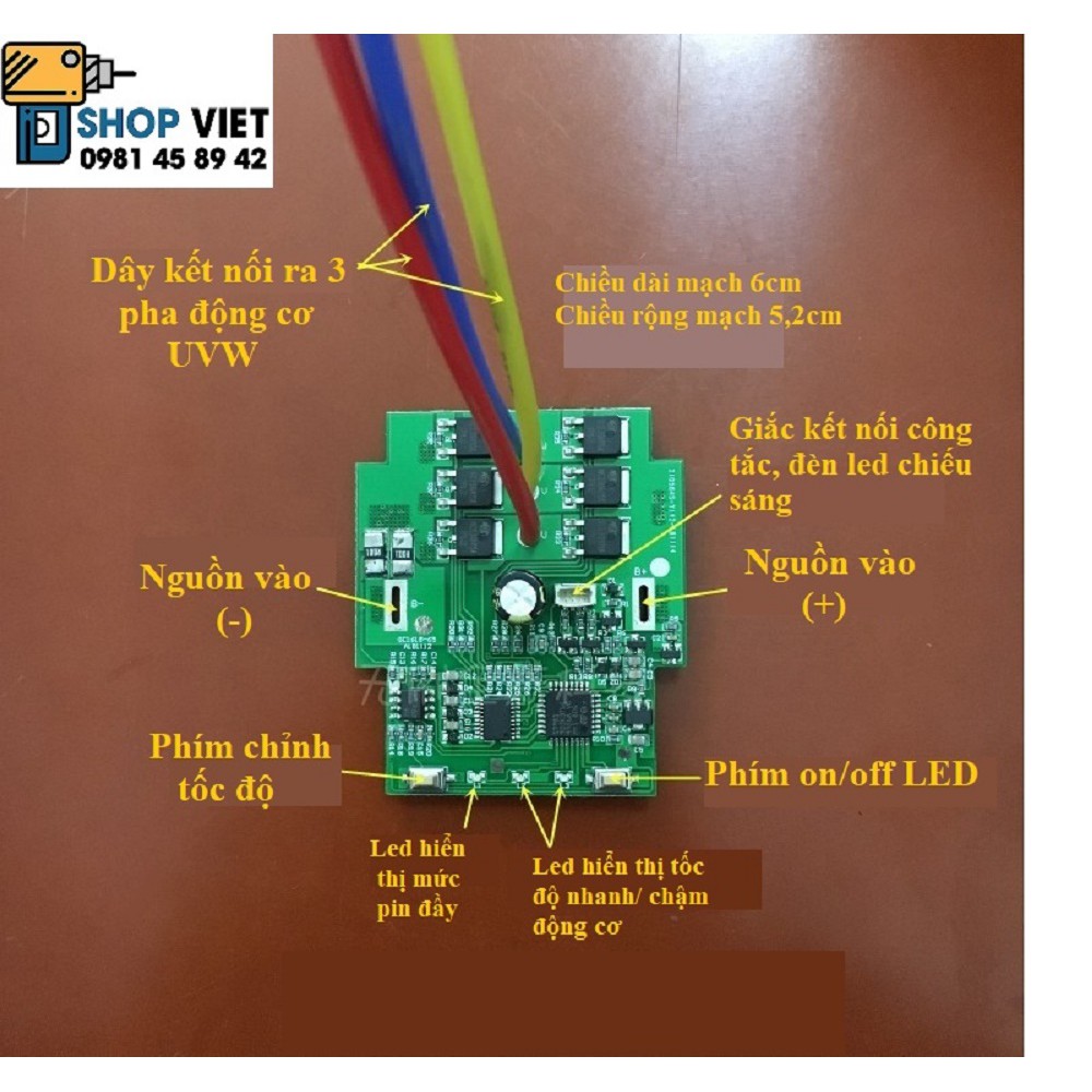 SV Mạch điều khiển động cơ không chổi than máy mài, cắt, đánh bóng dùng pin 18V