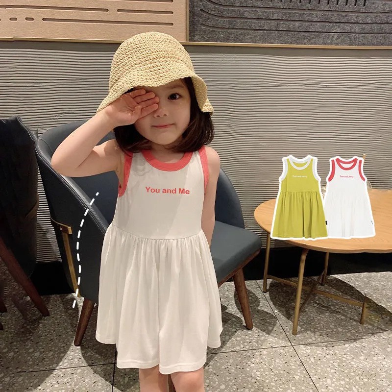 V02 HOT !! váy sát nách xòe mặc đi học đi chơi xinh xắn , màu sắc tươi tắn cho bé gái