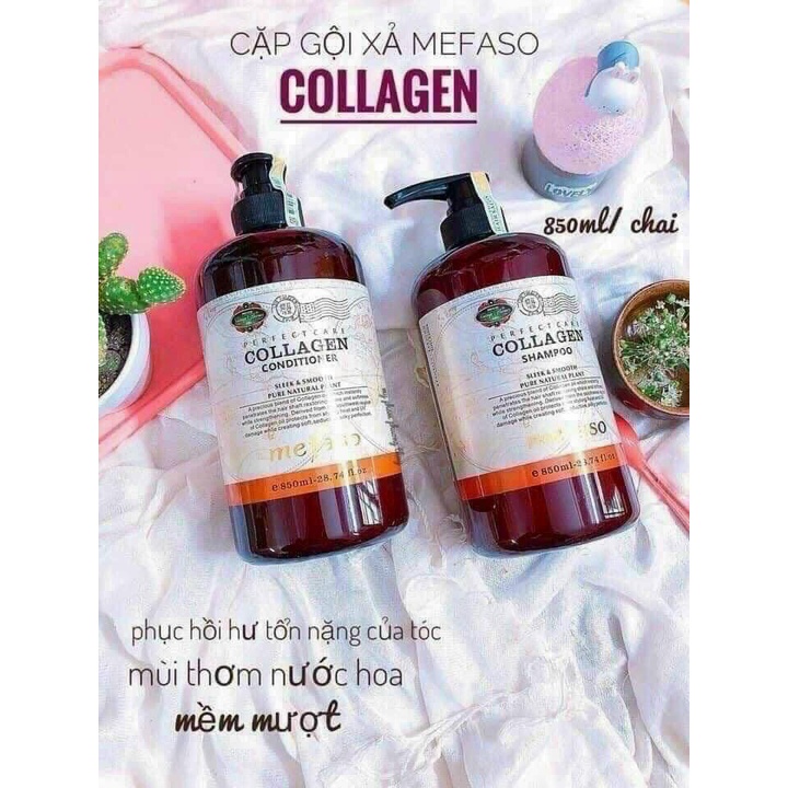 Combo dầu gội & xã Colagen Mefaso Italia phục hồi và chống rụng tóc 2 x 850 ml - PINK BEAUTY
