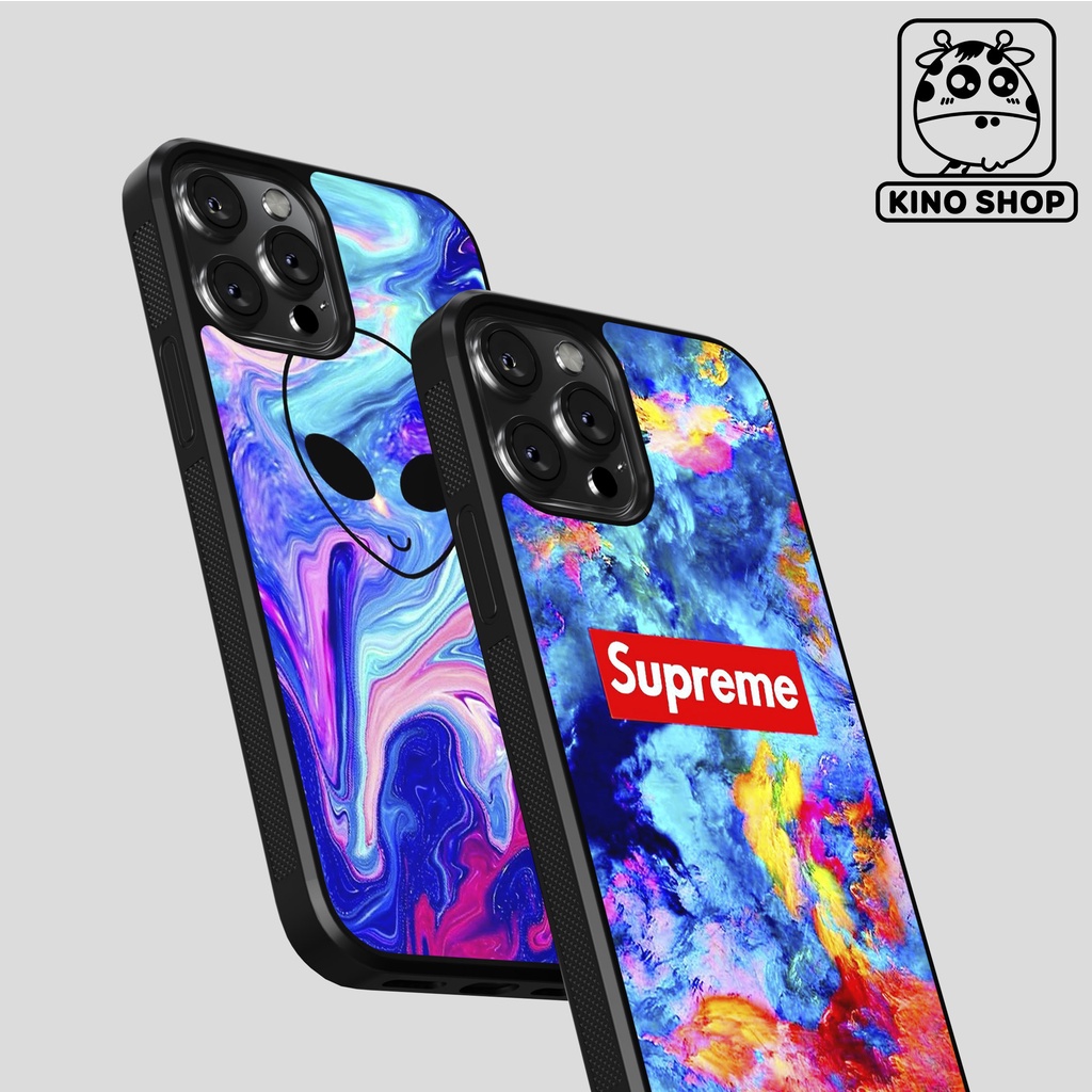 Ốp lưng iPhone KINOSHOP logo Supreme viền dẻo đen silicon TPU chống ố vàng , chống va đập [ KN109 ]
