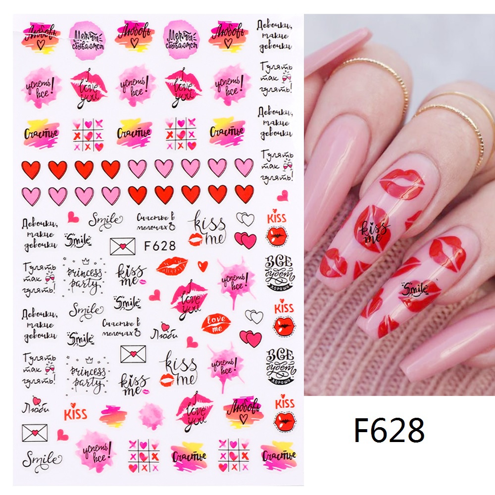 1 Miếng Dán Trang Trí Móng Tay Hình Trái Tim 3D Màu Đen NFF740