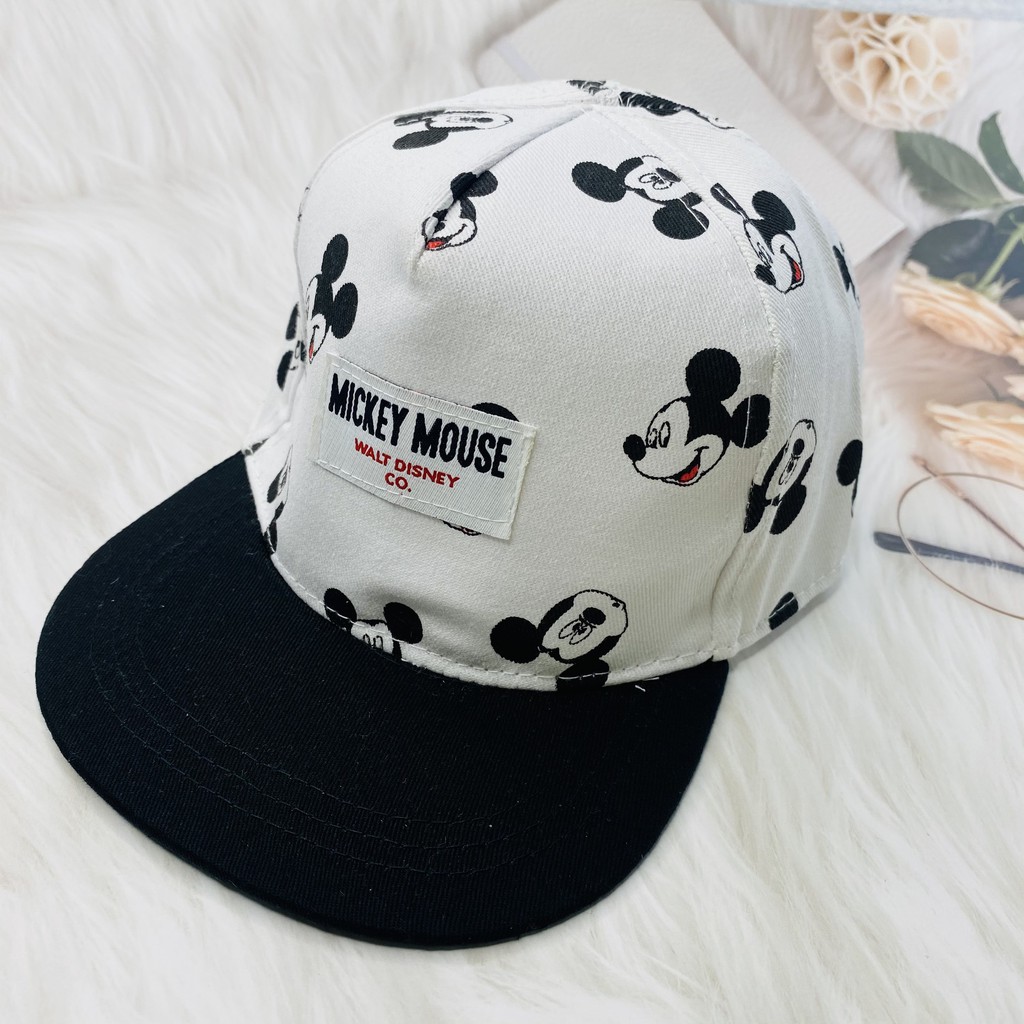 Mũ lưỡi trai cho bé yêu in hình mickey lưỡi đen