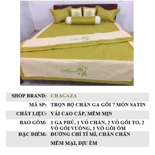 Trọn Bộ Chăn Ga Gối Satin 7 Món Cao Cấp Dành Cho Mùa Cưới