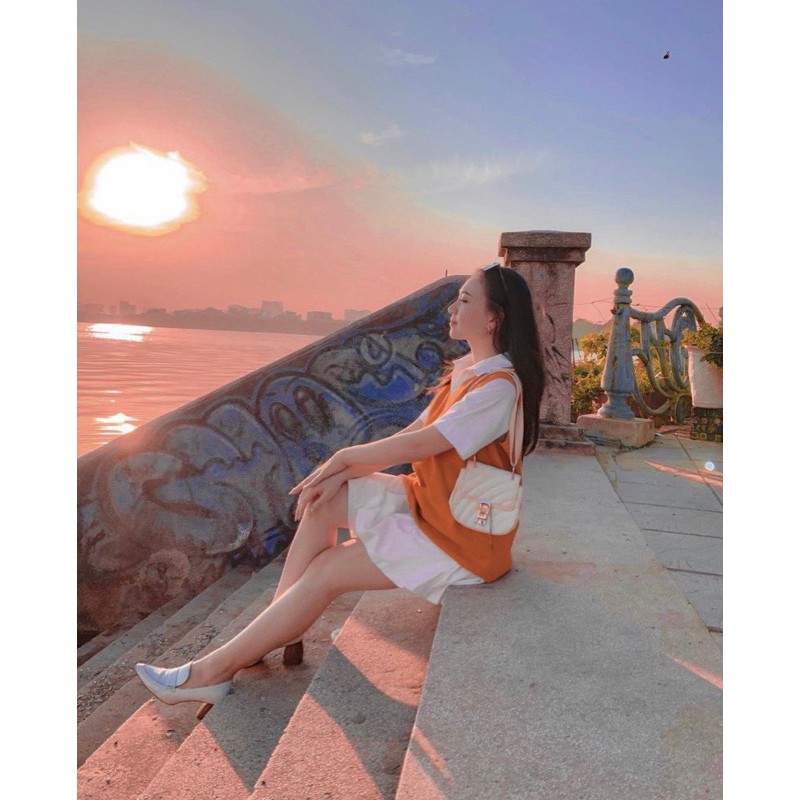 [Mã FAGREEN245 giảm 10% tối đa 30K đơn 99K] Set sơ mi giấu quần phối áo gile gân cam | BigBuy360 - bigbuy360.vn