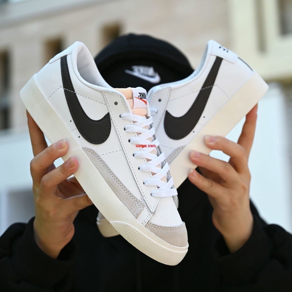 Giày thể thao sneaker Blazer Mid 77 Vintage trắng vạch đen cổ thấp
