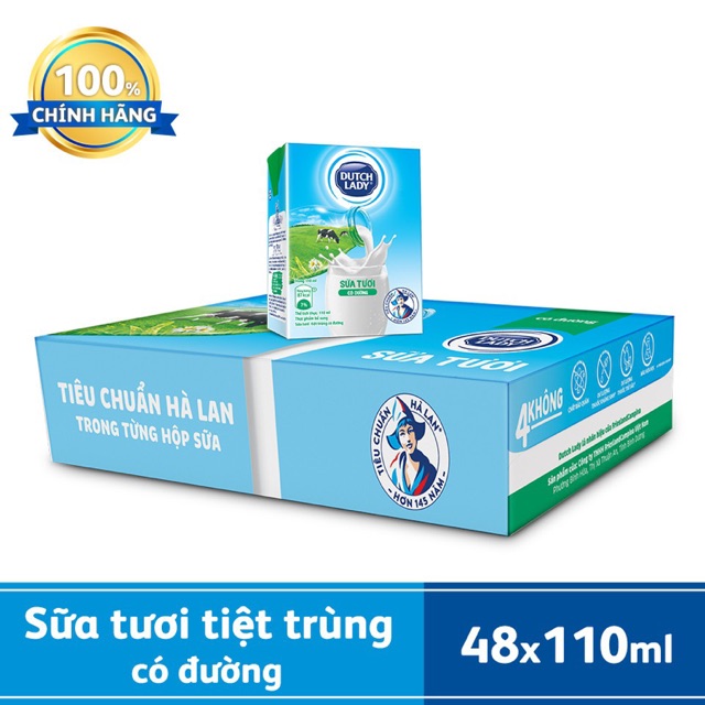 Thùng Sữa Tươi Tiệt Trùng DutchLady 110mlx48hộp