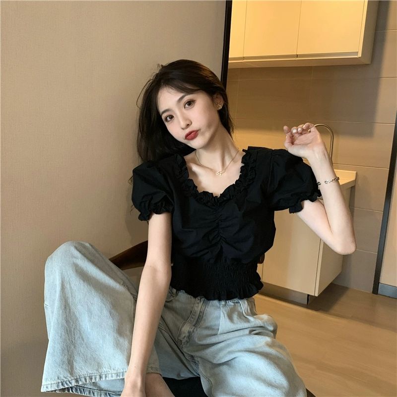 Áo sơ mi trắng cổ vuông phong cách Hàn Quốc thời trang công sở cho nữ