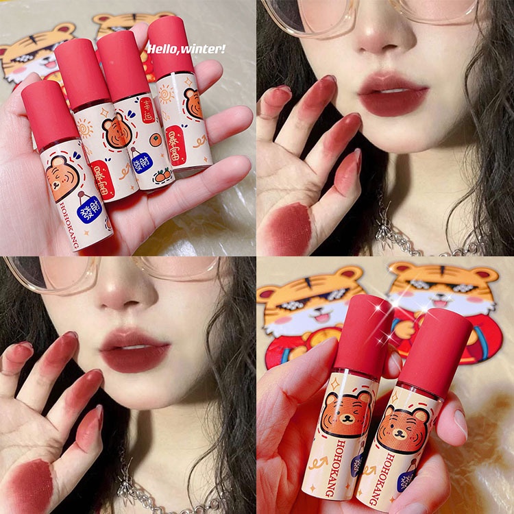 Son Lì Chống Thấm Nước Thiết Kế Vỏ Son Hình Chú Hổ Dễ Thương