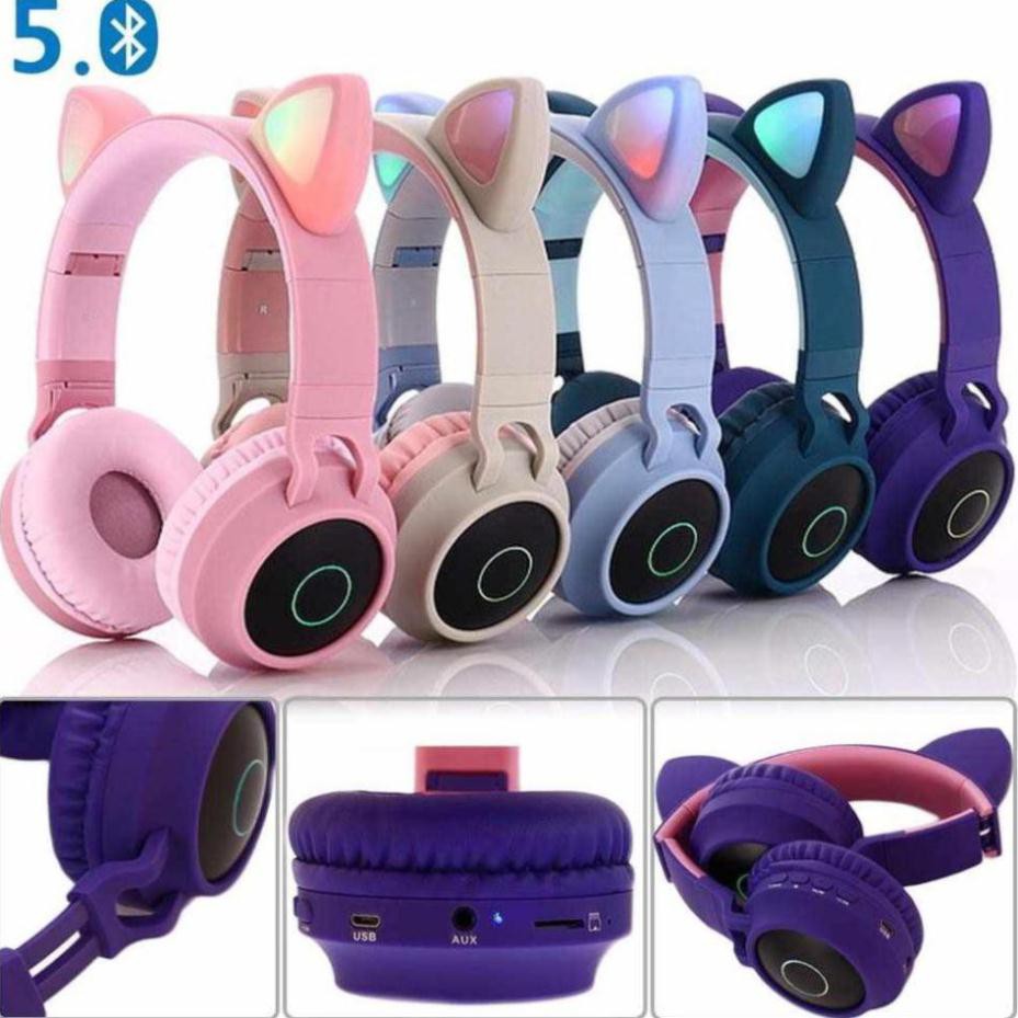Tai nghe mèo bluetooth chụp tai,headphone mèo dễ thương cho nữ mới BH 12 tháng Cực rẻ
