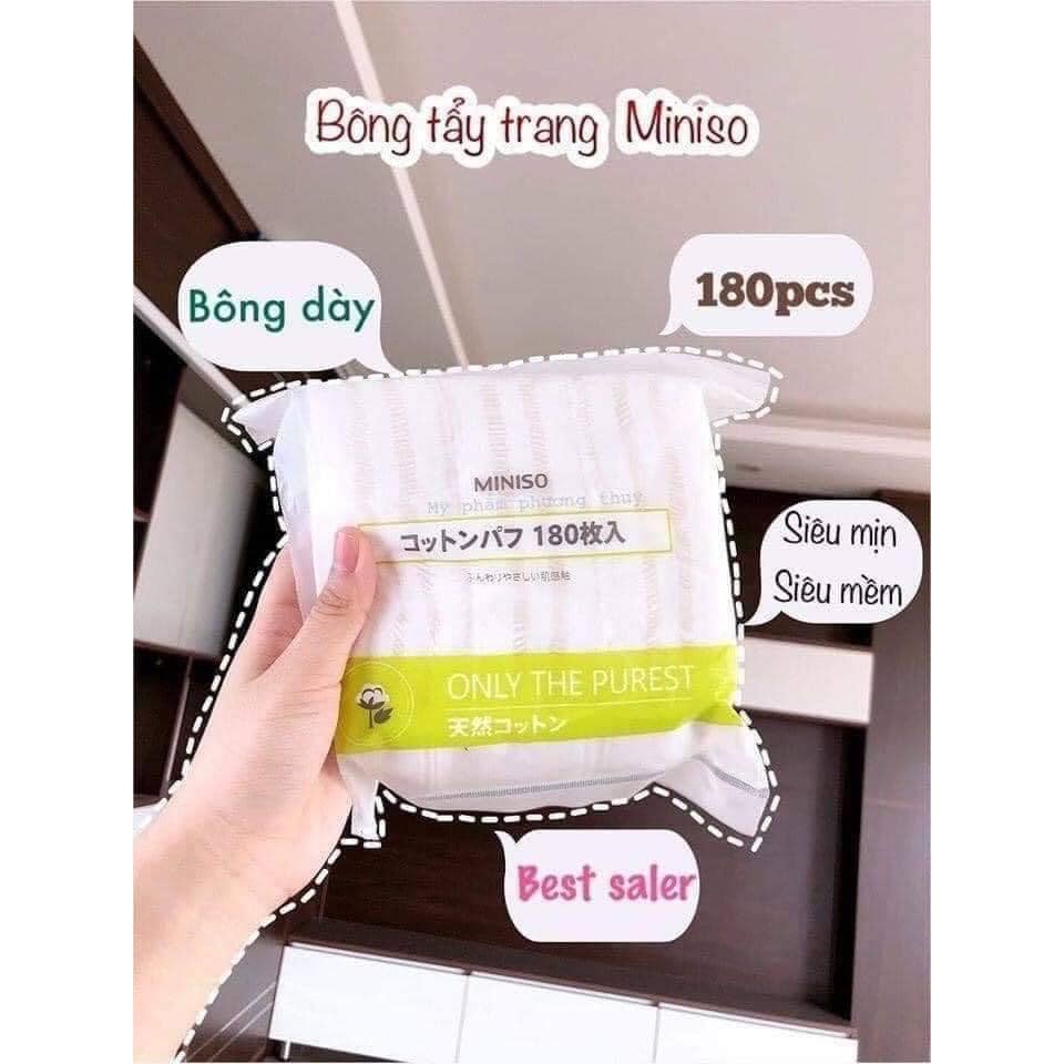 Bông Tẩy Trang Miniso Nhật Bản 180 Miếng (chỉ bán hàng loại 1)