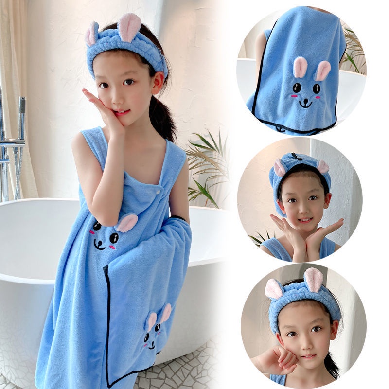 SUGE Khăn Choàng Tắm Vải Lông Cừu San Hô Siêu Mềm Mại Họa Tiết Hoạt Hình Cho Bé Gái