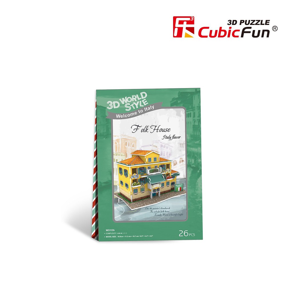 Mô hình giấy lắp ráp 3D Cubic Fun: Nhà truyền thống của Ý Folk House Italy Flavor W3113h