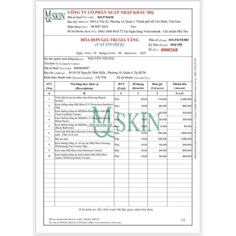 Kem body MQ skin đủ dòng chính hãng