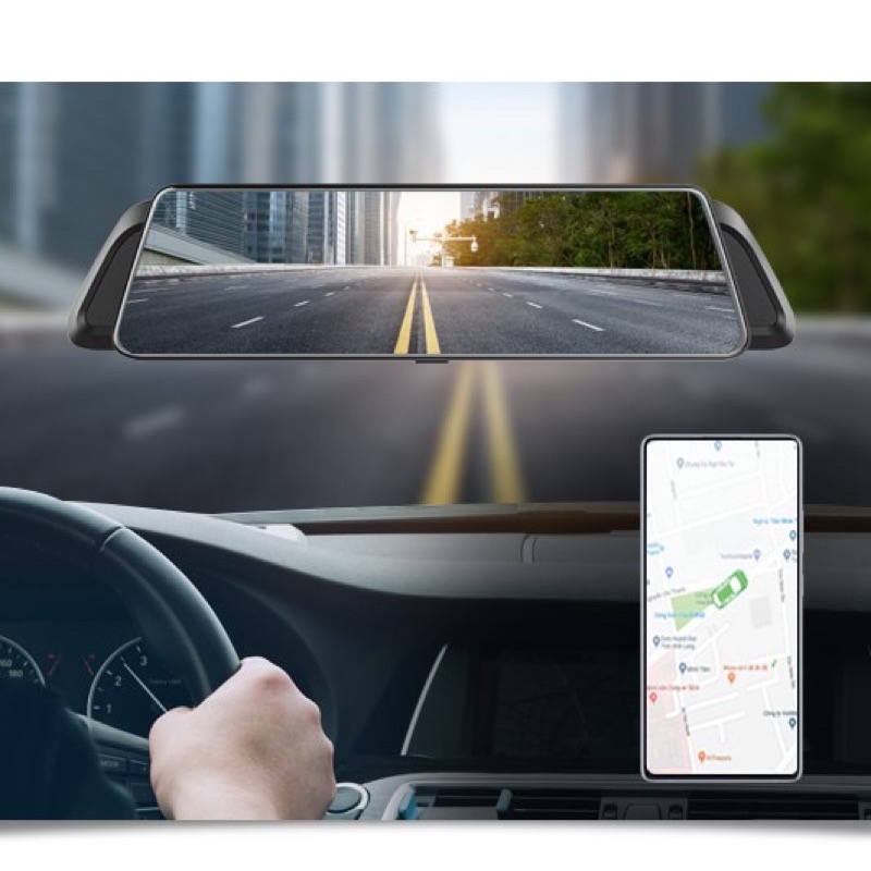 Camera hành trình gương VIETMAP iDVR P2  Dẫn đường  Định vị  Truyền Video từ xa