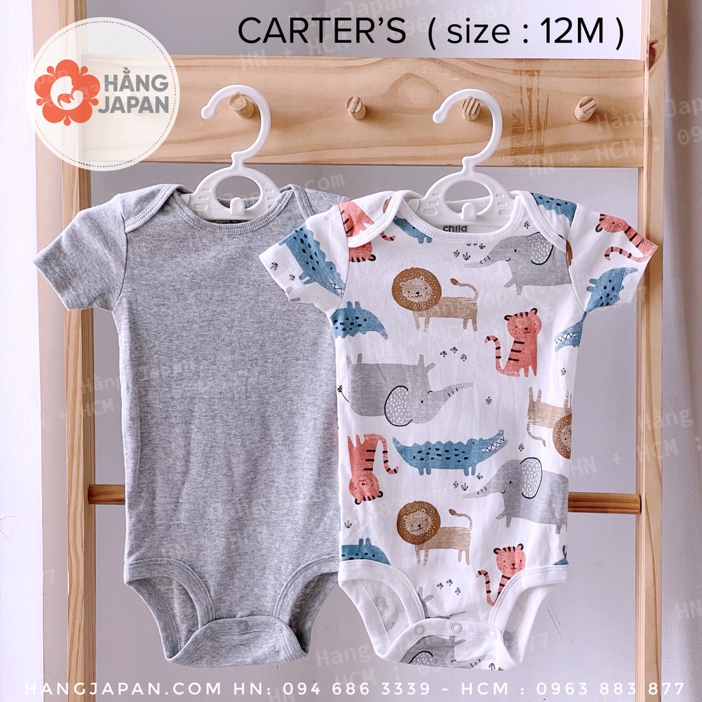 Set 2 Bodysuit Carter VNXK cộc tay bé trai size 0-3-6-9-12M mẫu ngẫu nhiên