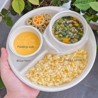 KHAY ĂN DẶM 3 NGĂN CÓ CHỖ ĐỂ CỐC
