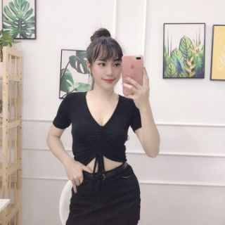 Áo crt cổ tim rút dây