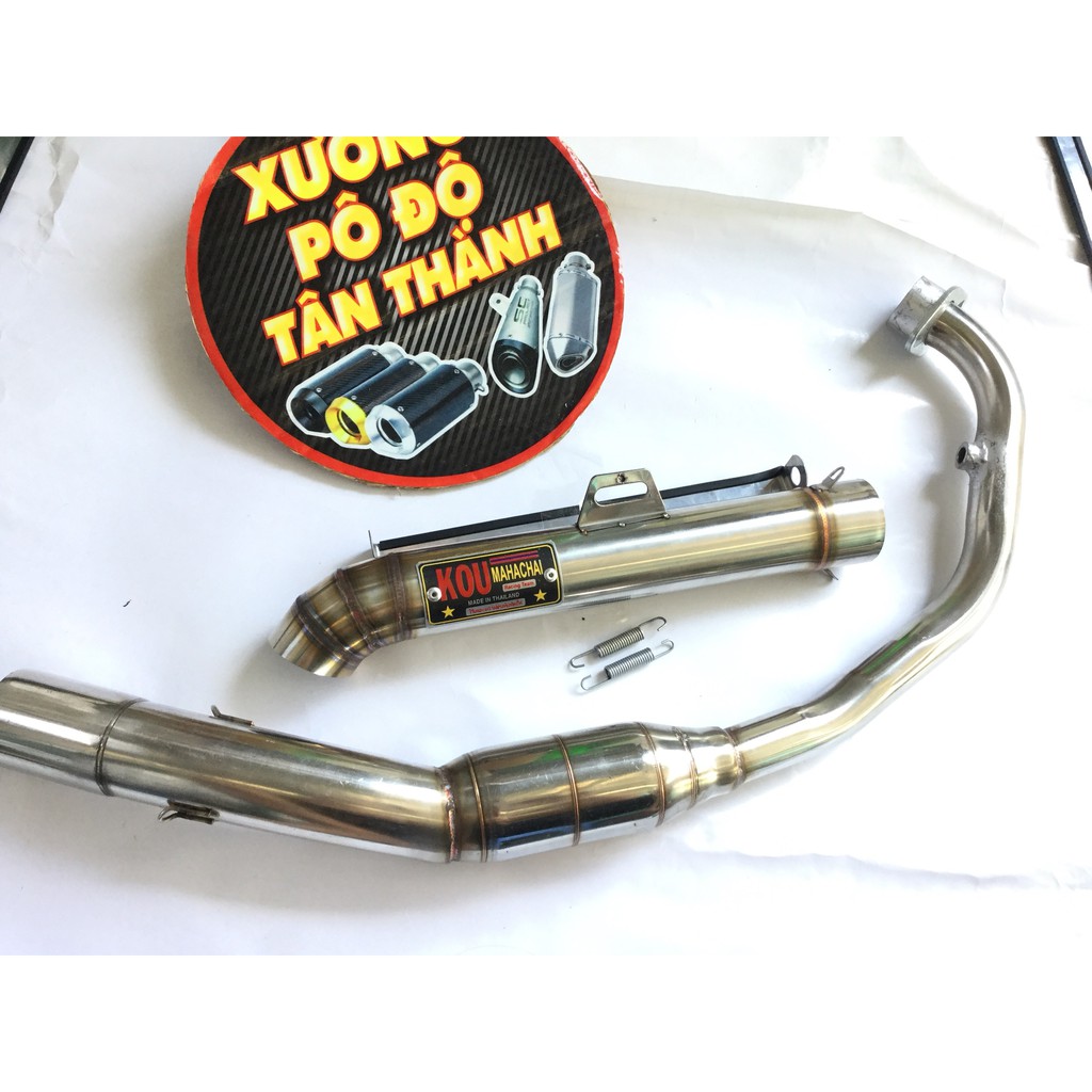 Pô KOU inox 304 full tem nhôm đóng bao gồm cả cổ exicter, winer, sonic, raider, satria, gsx, fz, tfx, cbr, r15,...