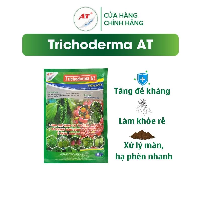 Nấm Trichoderma AT 1kg ủ phân siêu nhanh, vỏ cà phê cải tạo đất giải độc hữu cơ vi sinh, cải tạo đất chai hóa bạc màu