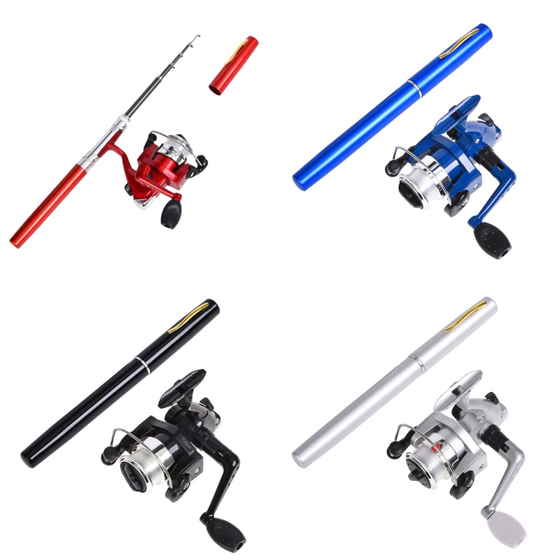 1 Bộ Cần Câu Cá Mini Hình Cây Bút Xoay Được Tiện Dụng