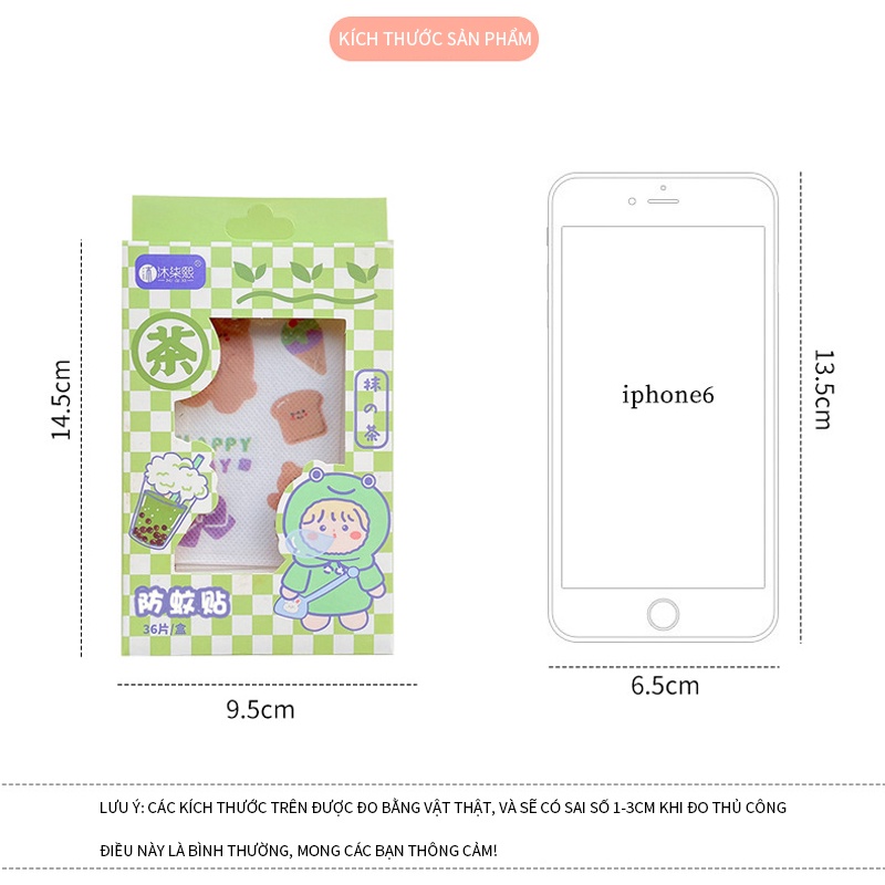Set 36 miếng dán chống muỗi 100% tự nhiên không độc hại hình hoạt hình dễ thương KB-FWT