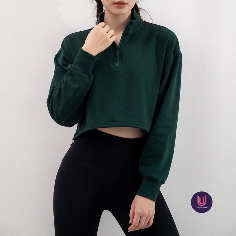 [Nhập mã AJADS33 giảm 20K] Áo Nỉ Dài Tay Dáng Lửng Halfzip Sweater (chất nỉ cao cấp, dài tay , thời trang, dáng lửng)