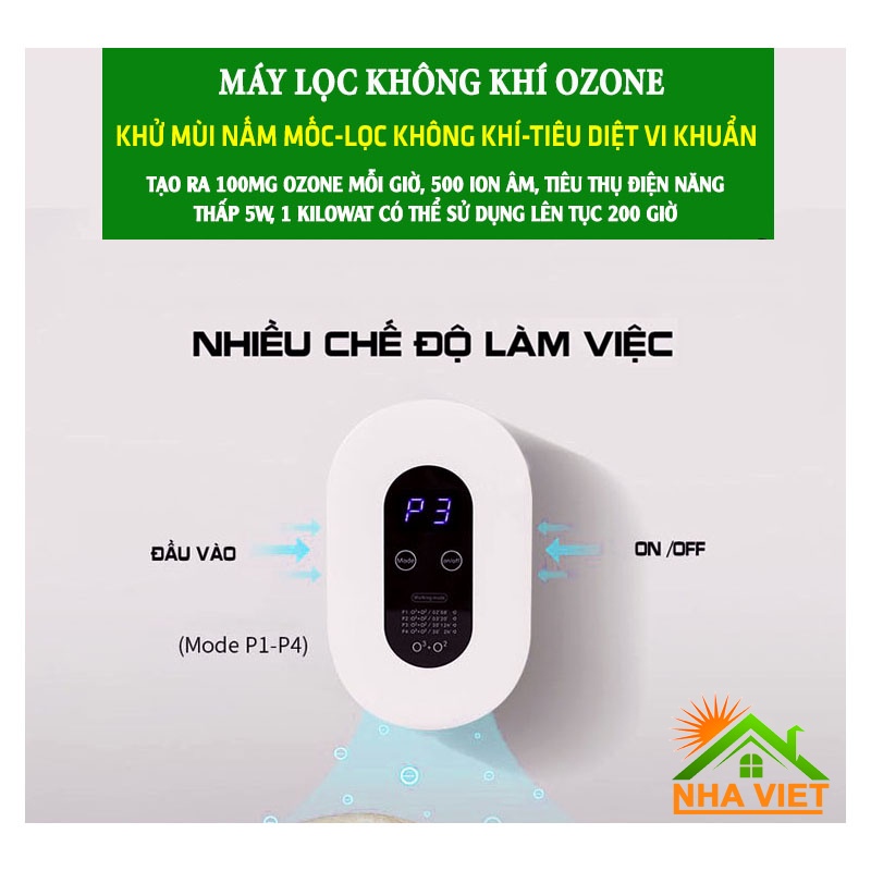 Máy lọc không khí mini ozone ion âm khử mùi nhà vệ sinh bếp phòng ngủ nhà tắm mùi động vật