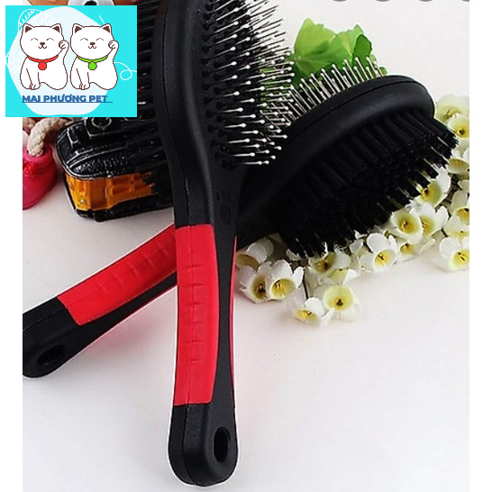 Lược chải lông chó mèo - loại cán to 2 mặt - size to