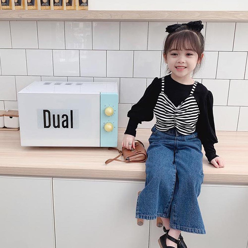 Áo Kiểu Tay Dài Thời Trang Mùa Thu Phong Cách Hàn Quốc Cho Bé Gái