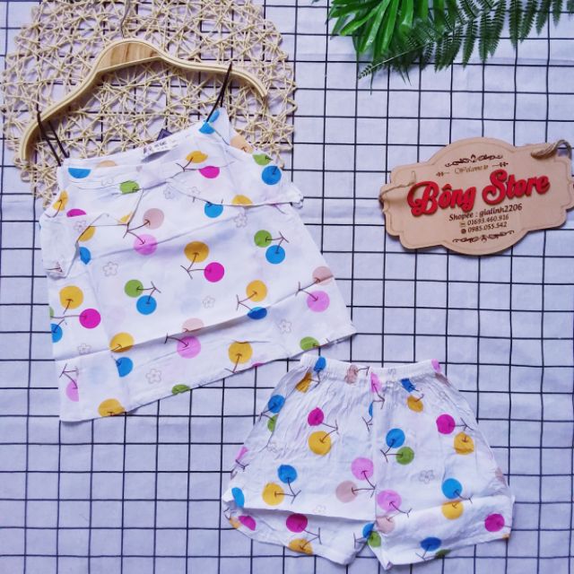 Bộ lanh lụa 2 dây loại đẹp cho bé gái