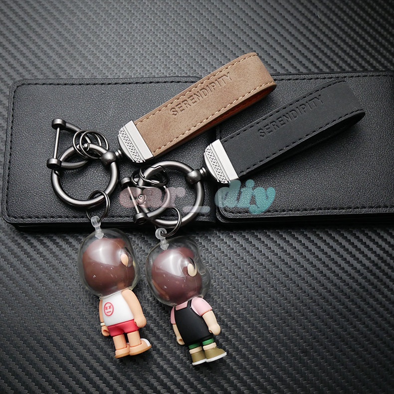 Móc Khóa Da PU Hình Búp Bê BOB-X 3D Thời Trang Cho Nam Và Nữ