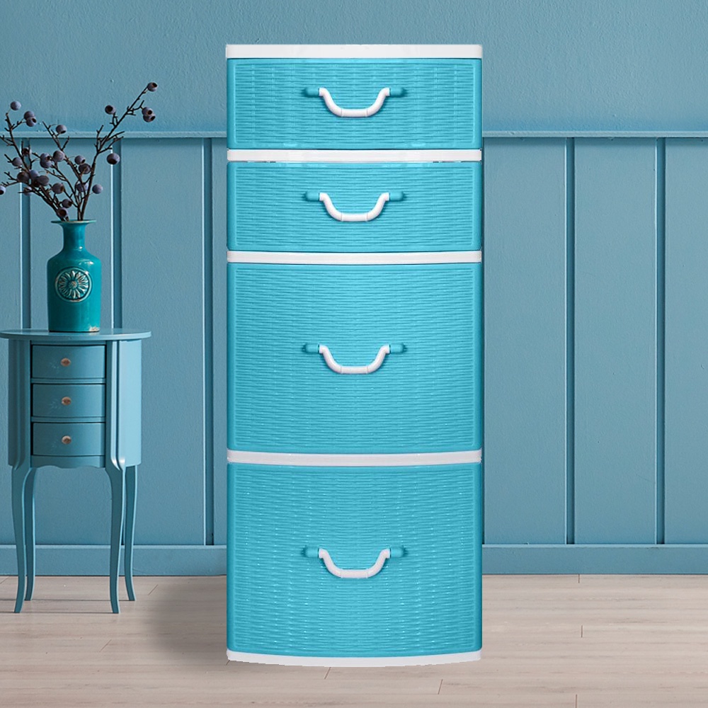 HomeBase ME LIVING Tủ nhựa 4 tầng MIRACLE Thái Lan W42xD49xH110cm màu xanh dương