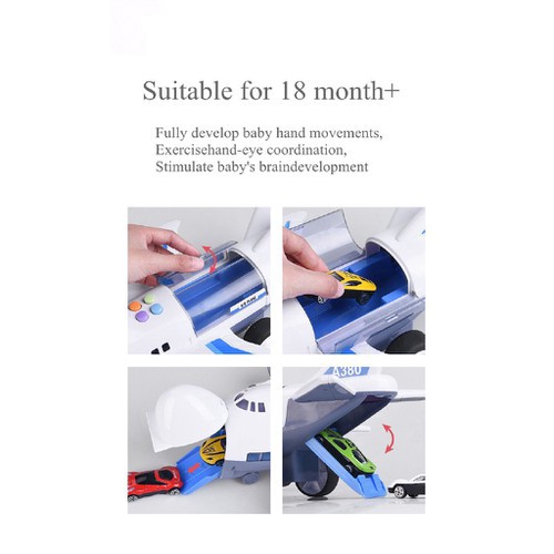 Máy bay đồ chơi trẻ em Máy bay chở khách lớn Câu chuyện âm nhạc quán tính Mang theo 8 ô tô - DC07TB