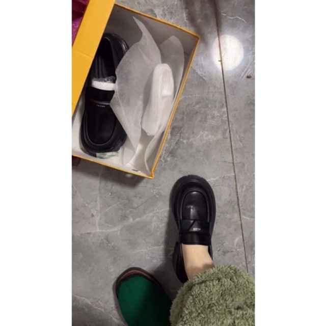 Giày loafer đế dày răng cưa prada phong cách ulzzang sinh viên nữ 2022