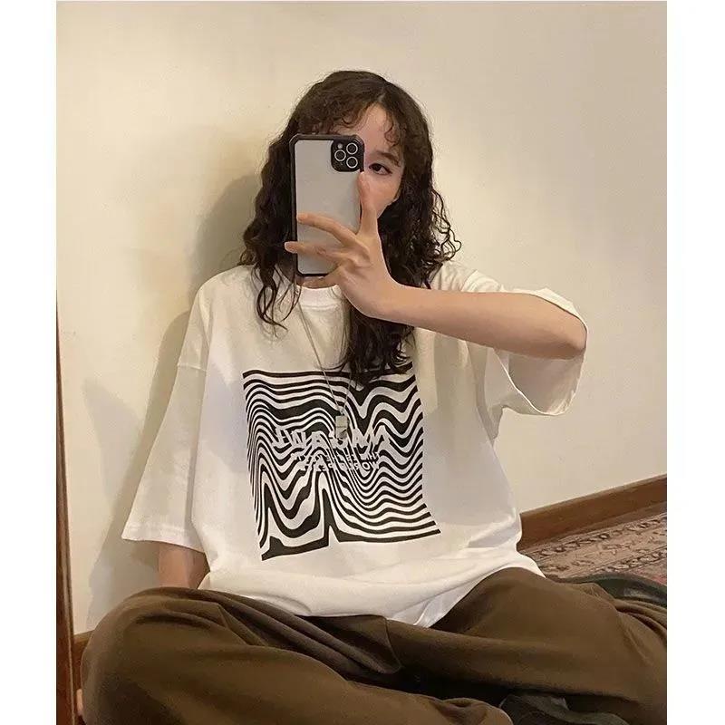 NRVP Áo Thun 100% Cotton Dáng Rộng Thời Trang Hàn Quốc Cho Nữ