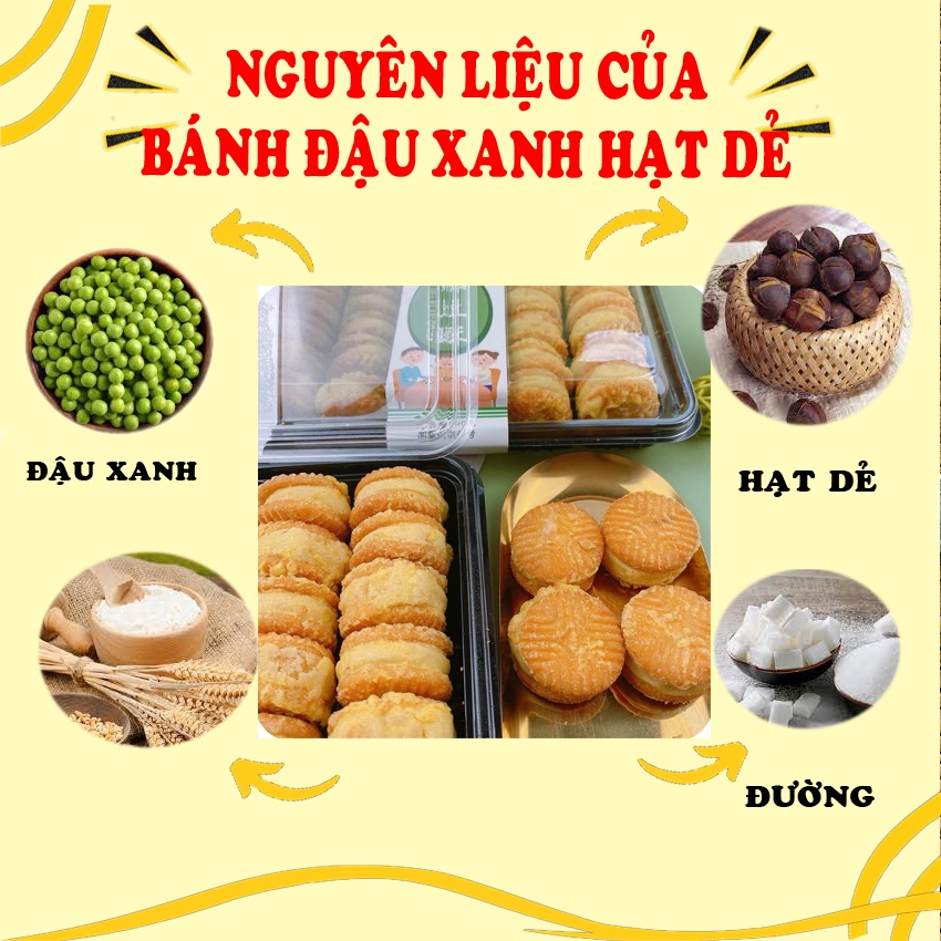 Bánh đậu xanh hạt dẻ mật ong  loại I Nguyên hộp 500gr 26 chiếc sêu ngon