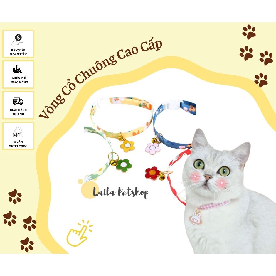 Vòng cổ Chó Mèo chuông lục lạc kèm Charm Cute| Vòng đeo cổ Thú cưng dễ thương| Vòng cổ lục lạc chó mèo - Laila Petshop