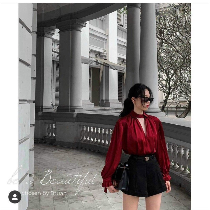áo sơ mi lụa cúc ngọc