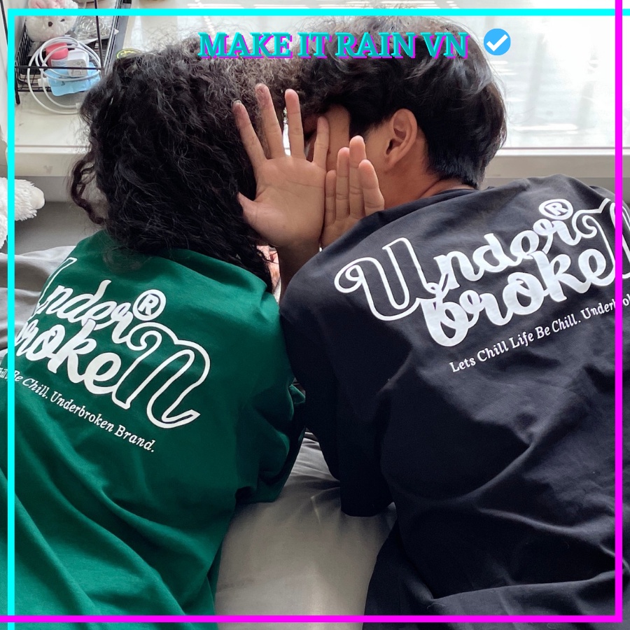 Áo Thun Tay Lỡ Unisex UNDER.BROKEN Make It Rain VN, Áo Phông Nam Nữ Form Rộng, có hình ảnh video thật