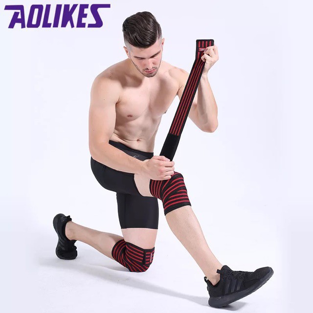 [Freeship] Bó gối Dây quấn gối bảo vệ đầu gối Phụ Kiện Gym Aolikes cao cấp chính hãng (2 chiếc) (7165). Authentic 100%