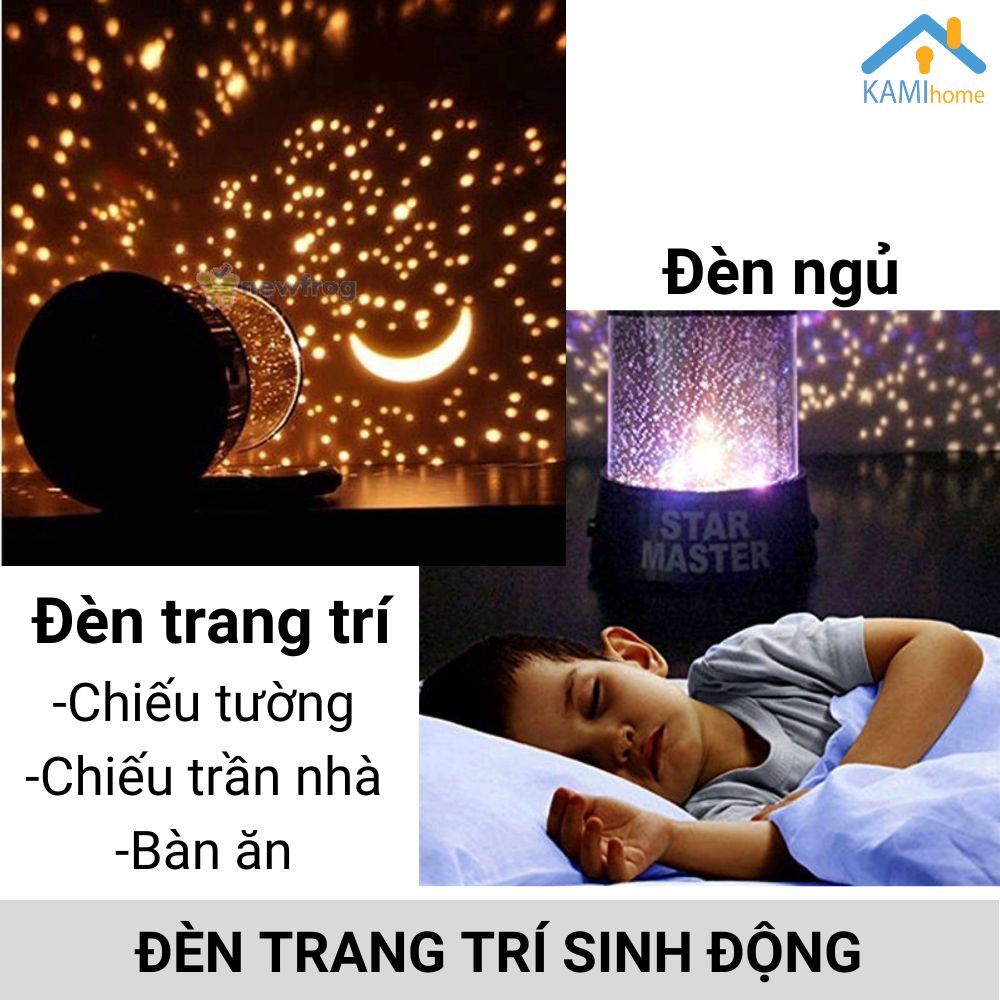 Đèn ngủ led trang trí chiếu sao hình Trụ cổng cắm điện cổng USB và dùng pin KM 26012