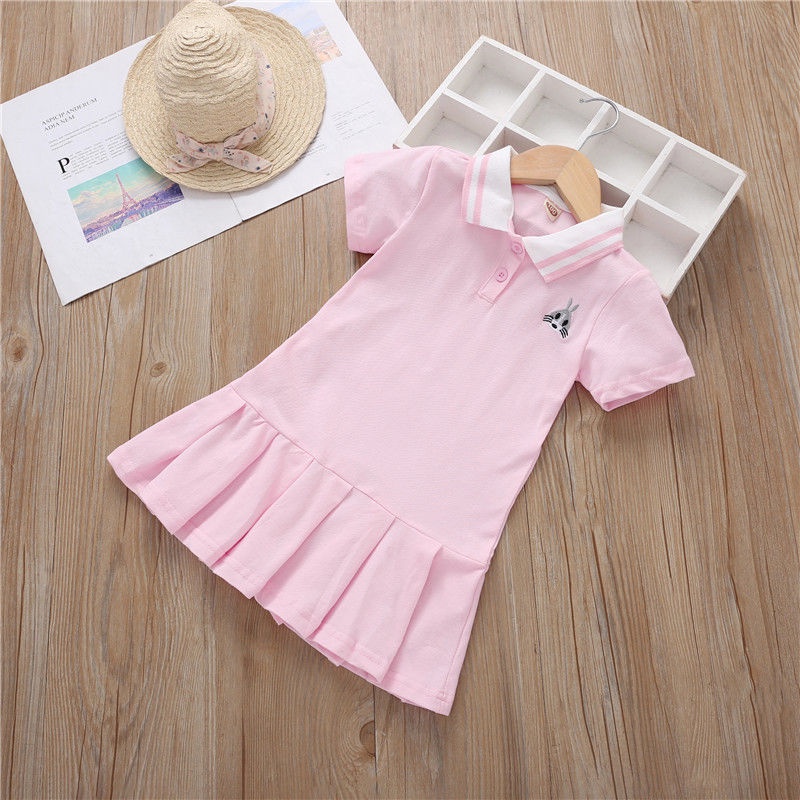 Đầm Thun Polo Tay Ngắn Thời Trang Mùa Hè Cho Bé Gái