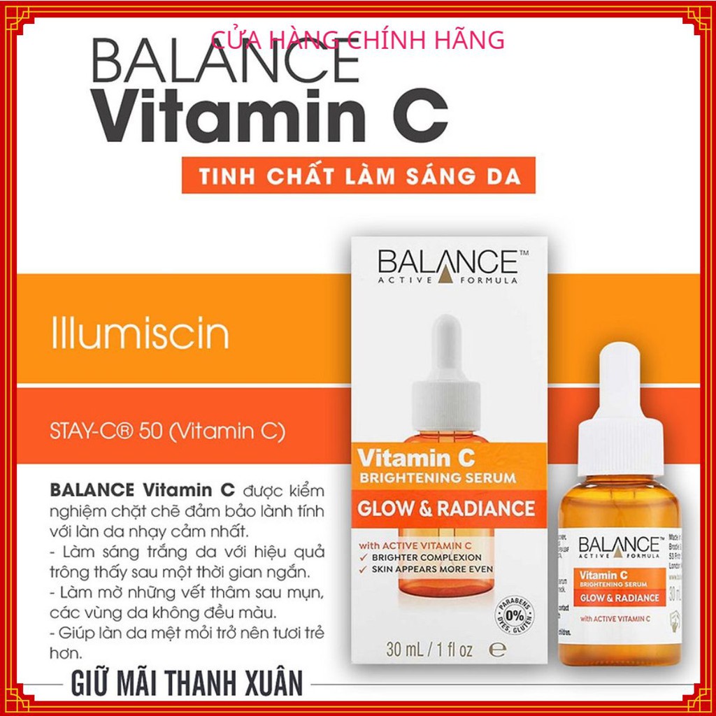 Serum vitamin c, blance c vitamin c, Serum Vitamin C Trắng Da, Mờ Thâm Balance Active Formula Vitamin C Brightening 30ml