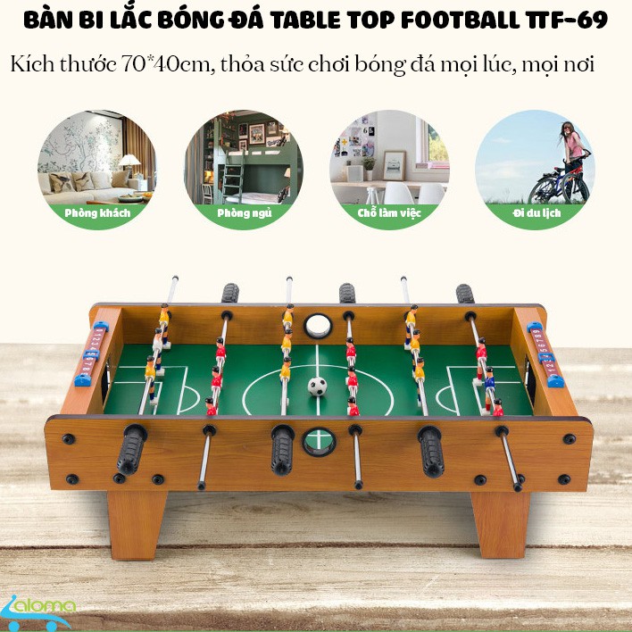 Đồ chơi bàn bi lắc bóng đá Table Top Football TTF-69 bằng gỗ 70x40cm 6 tay cầm