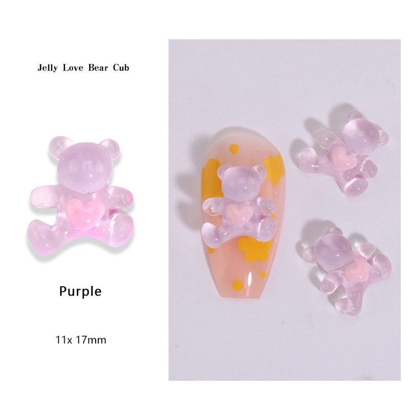 Charm Gấu Tim Trang Trí Móng