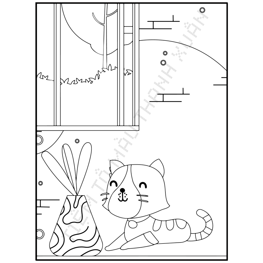 Set 30 Tờ Tranh Tô Màu Hình Mèo Dễ Thương Tô Màu Sáp, Màu Chì - Tiệm Tô Màu Thanh Xuân