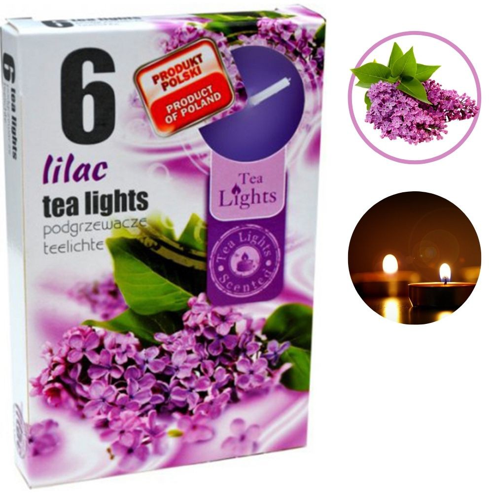 Hộp 6 nến thơm thư giãn Tealight Admit Lilac - hoa tử đinh hương, khử mùi, không khói, tinh dầu thiên nhiên