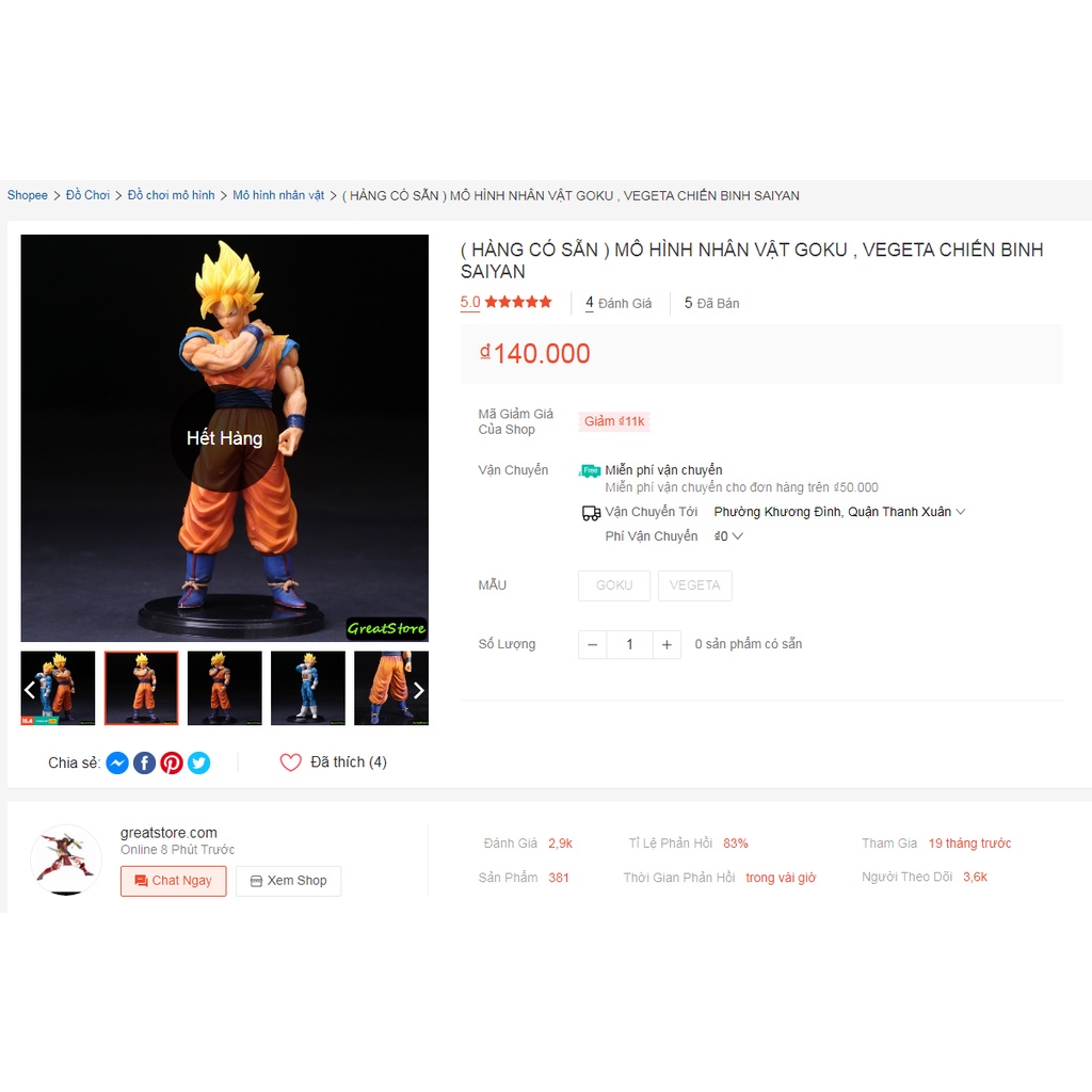 MÔ HÌNH NHÂN VẬT GOKU , VEGETA CHIẾN BINH SAIYAN DRAGON BALL FIGURE